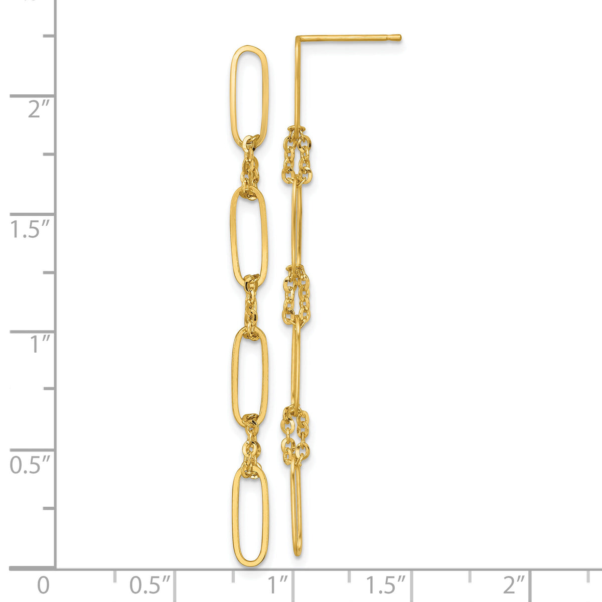 14k Polished Fancy Oval Link Dangle Post Earrings-TF2575