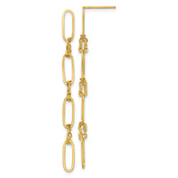 14k Polished Fancy Oval Link Dangle Post Earrings-TF2575