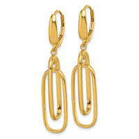 14K Polished Dangle Rectangles Leverback Earrings-TF2578