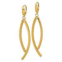 14K Polished and Textured Dangle Bar Leverback Earrings-TF2580
