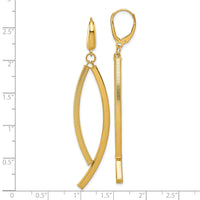 14K Polished and Textured Dangle Bar Leverback Earrings-TF2580