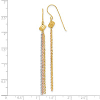 14k Tri-color Polished Fancy Dangle Tassel Shepherd's Hook Earrings-TF2581