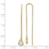 14K Polished Mother of Pearl Heart Cable Chain Threader Earrings-TF2589