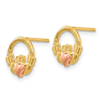 14k Two-tone Claddagh Post Earrings-TF397
