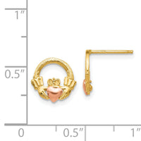14k Two-tone Claddagh Post Earrings-TF397