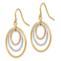 14k Tri-Color Circle Dangle Earrings-TF419
