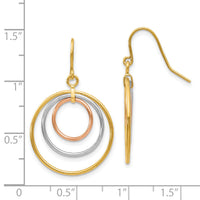 14k Tri-Color Circle Dangle Earrings-TF419