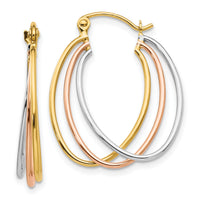 14K Tri Color Hoop Earrings-TF460