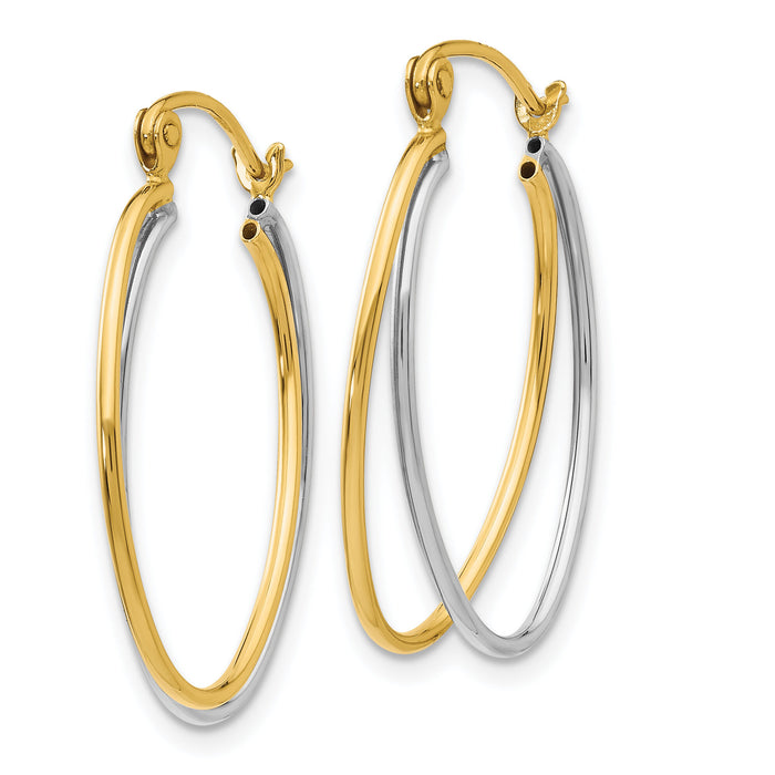 14K Two Tone Hoop Earrings-TF462