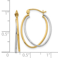 14K Two Tone Hoop Earrings-TF462