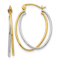 14K Two Tone Hoop Earrings-TF462