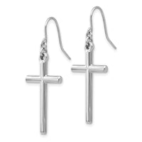 14k White Gold Hollow Cross Dangle Earrings-TF503
