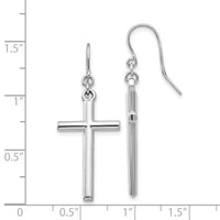 14k White Gold Hollow Cross Dangle Earrings-TF503