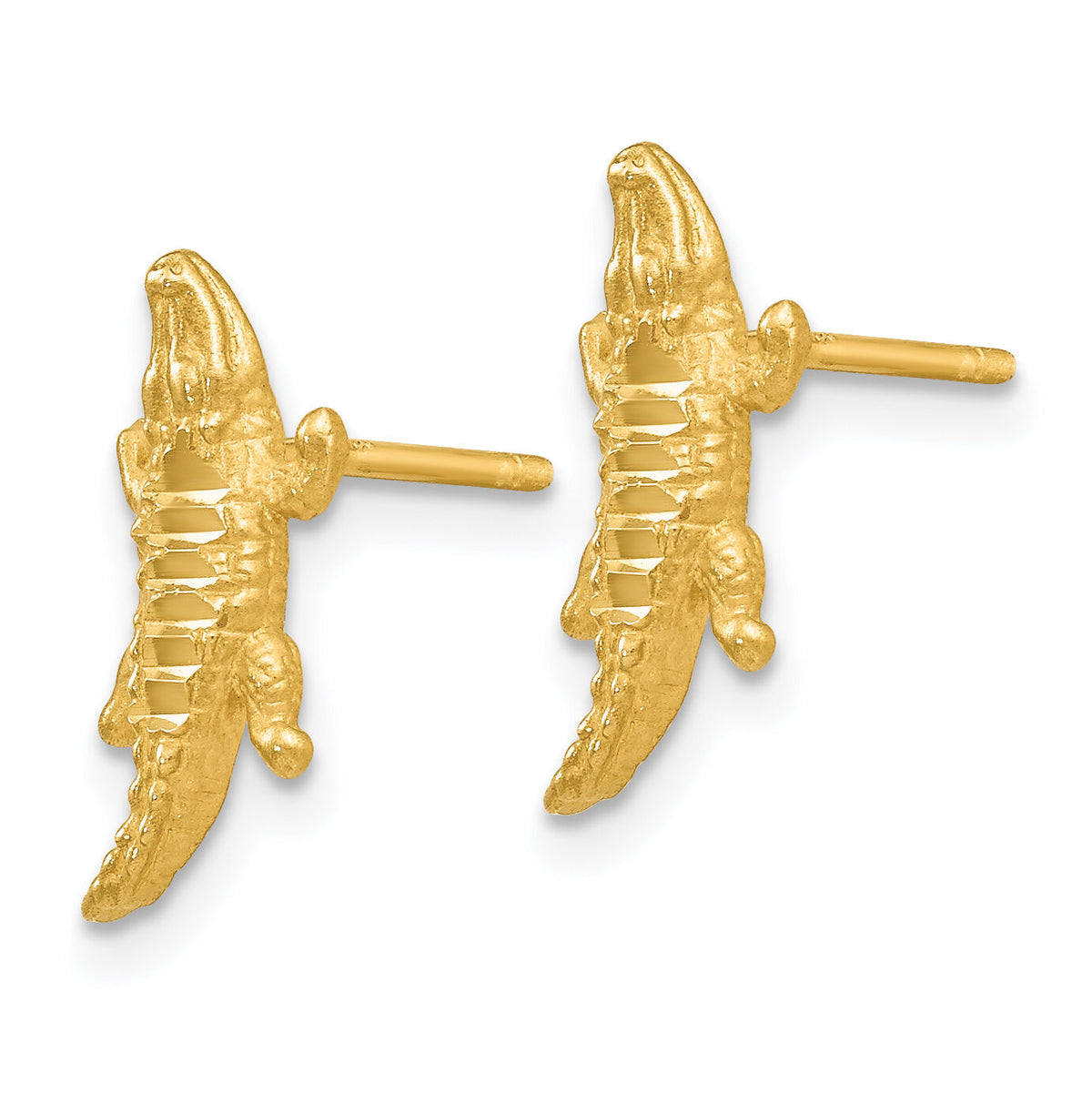 14K Diamond-cut Alligator Earrings-TF522