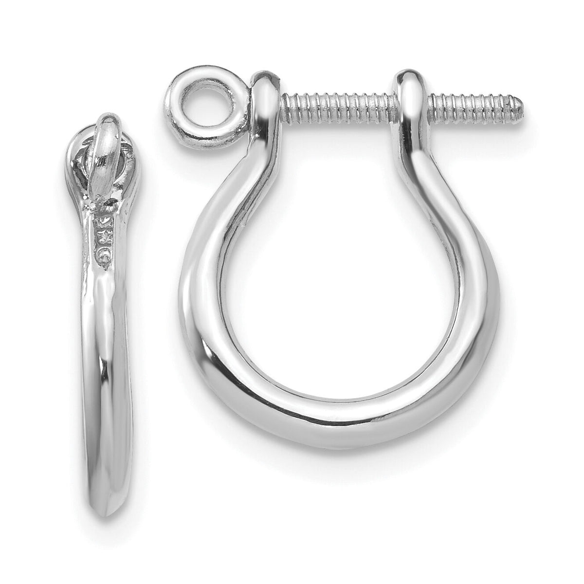 14k  3D White Gold Shackle Link Screw Earrings-TF528W
