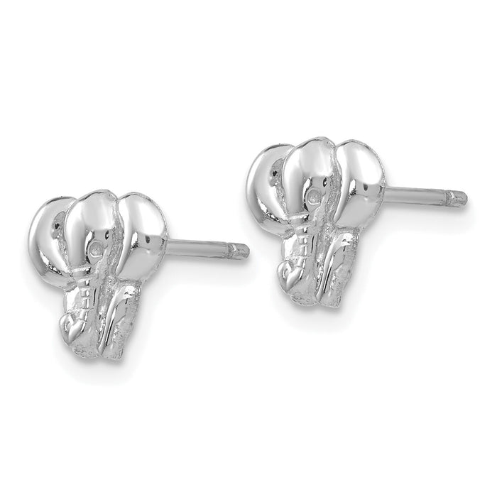 14k White Gold Elephant Earrings-TF540W