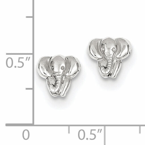 14k White Gold Elephant Earrings-TF540W