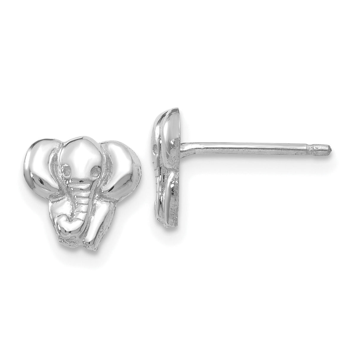 14k White Gold Elephant Earrings-TF540W