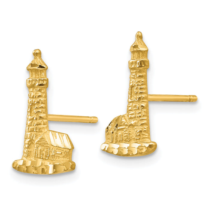 14K Diamond-cut Lighthouse Earrings-TF541