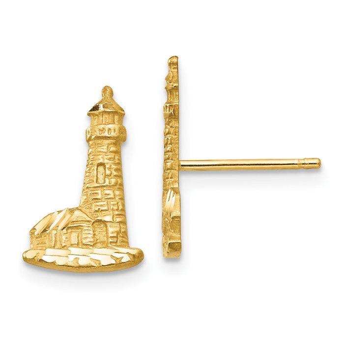 14K Diamond-cut Lighthouse Earrings-TF541