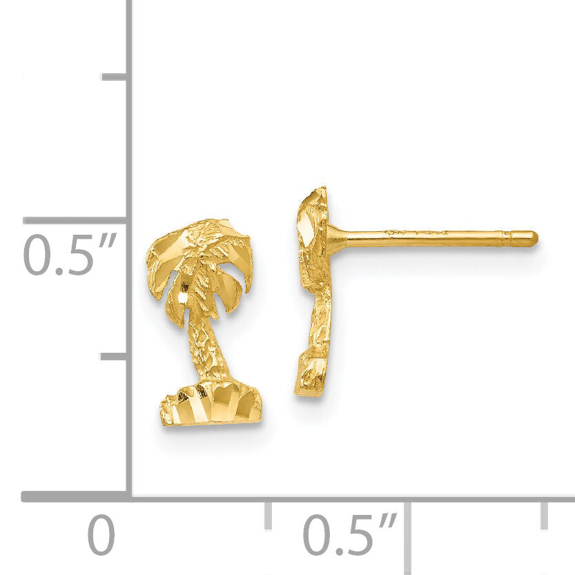 14K Diamond-cut Palm Tree Earrings-TF543