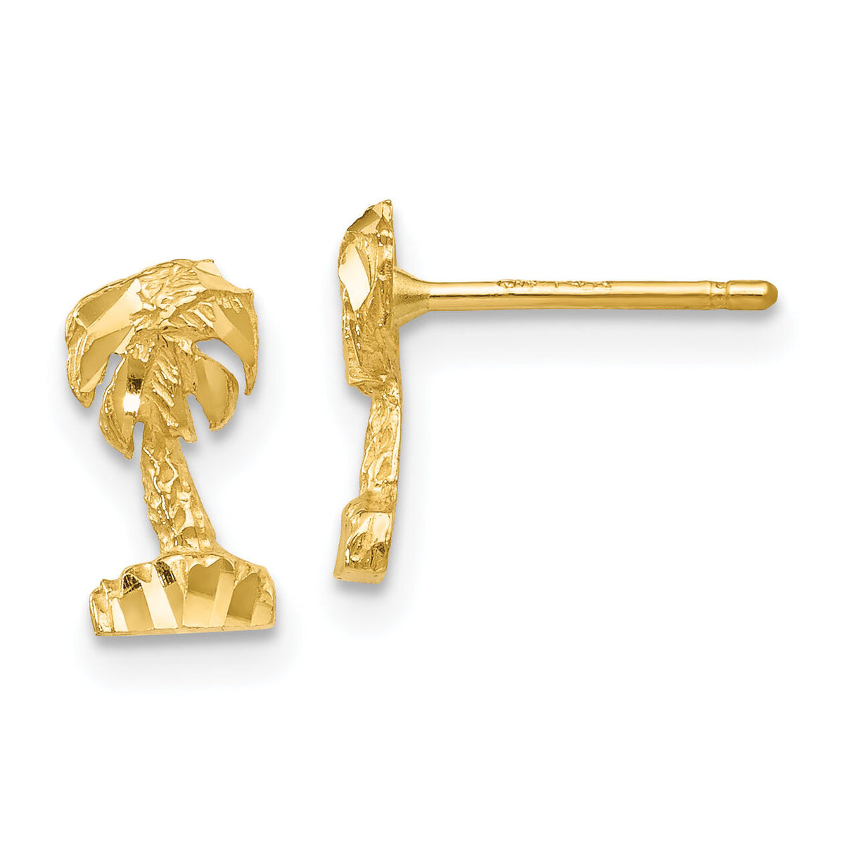 14K Diamond-cut Palm Tree Earrings-TF543