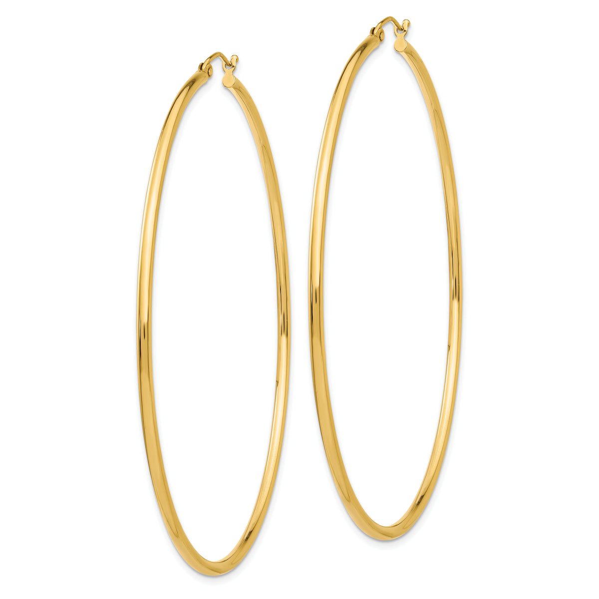 14k Polished 2x70mm Tube Hoop Earrings-TF549