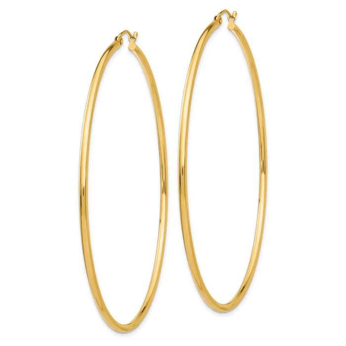 14k Polished 2x70mm Tube Hoop Earrings-TF549