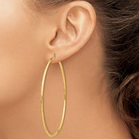 14k Polished 2x75mm Tube Hoop Earrings-TF550