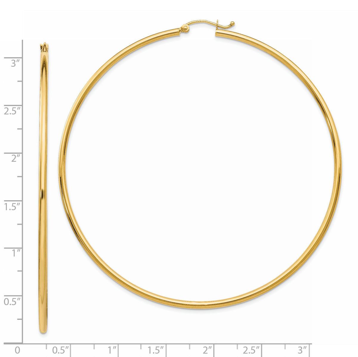 14k Polished 2x75mm Tube Hoop Earrings-TF550