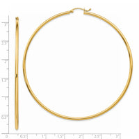 14k Polished 2x75mm Tube Hoop Earrings-TF550