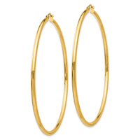 14k Polished 2.25x70mm Tube Hoop Earrings-TF551