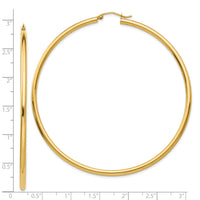 14k Polished 2.25x70mm Tube Hoop Earrings-TF551