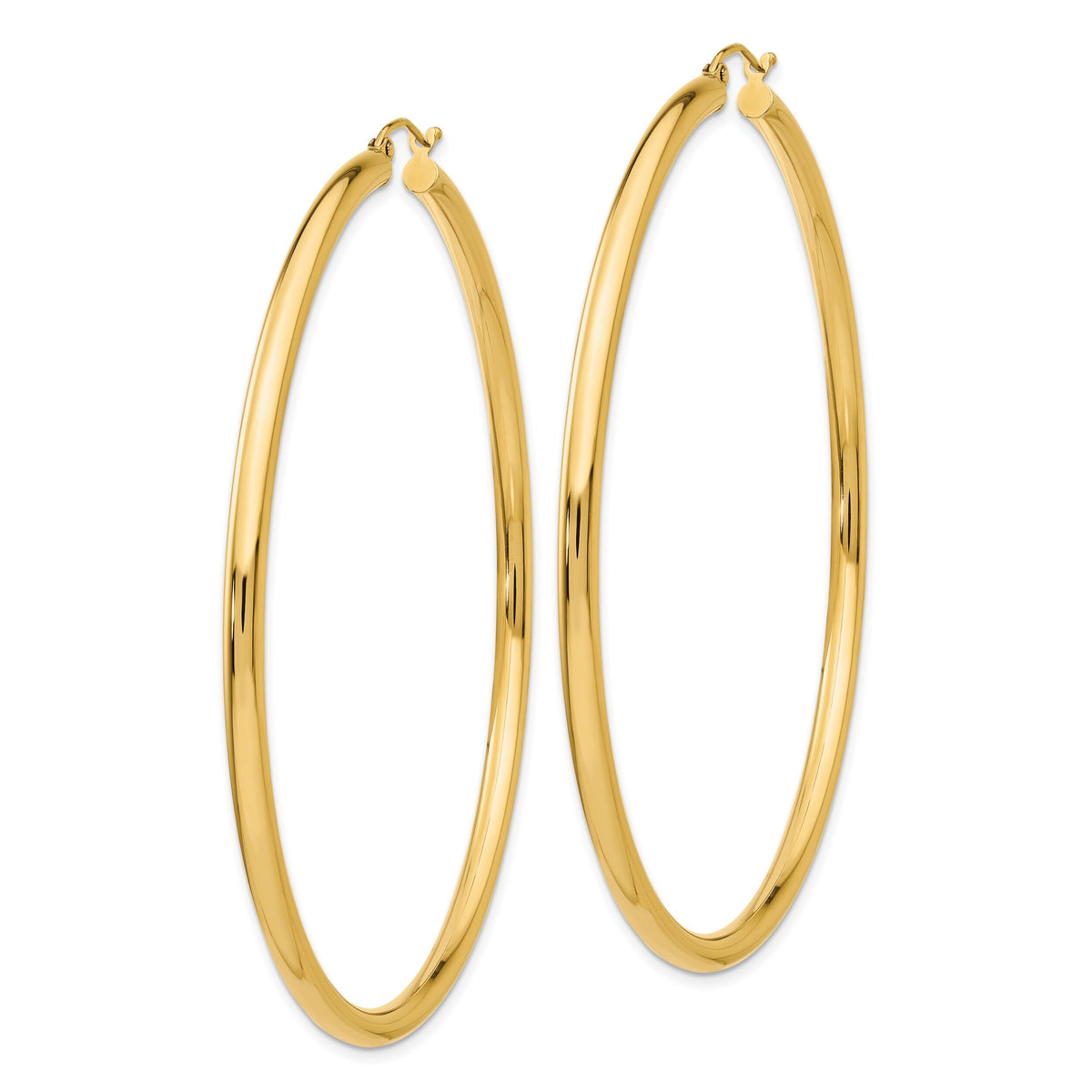 14k Polished 3x70mm Tube Hoop Earrings-TF552