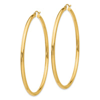 14k Polished 3x70mm Tube Hoop Earrings-TF552
