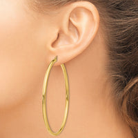 14k Polished 3x70mm Tube Hoop Earrings-TF552