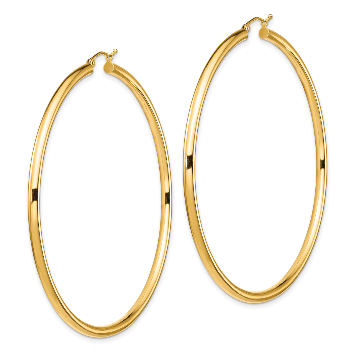 14k Polished 3x70mm Lightweight Tube Hoop Earrings-TF552L