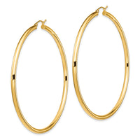 14k Polished 3x70mm Lightweight Tube Hoop Earrings-TF552L