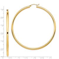 14k Polished 3x70mm Lightweight Tube Hoop Earrings-TF552L