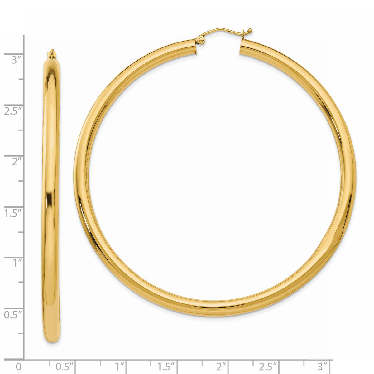 14k Polished 4x70mm Tube Hoop Earrings-TF553