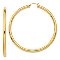 14k Polished 4x70mm Tube Hoop Earrings-TF553