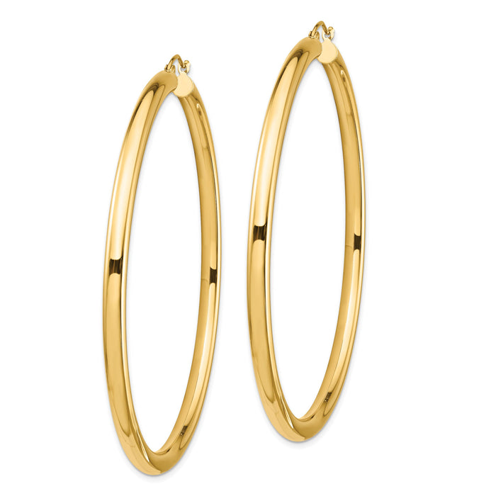 14k Polished 4x70mm Lightweight Tube Hoop Earrings-TF553L