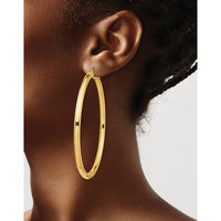 14k Polished 4x70mm Lightweight Tube Hoop Earrings-TF553L