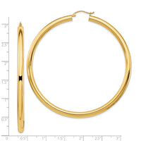 14k Polished 4x70mm Lightweight Tube Hoop Earrings-TF553L