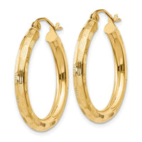 14k Diamond-cut Hoop Earrings-TF554