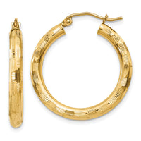 14k Diamond-cut Hoop Earrings-TF554