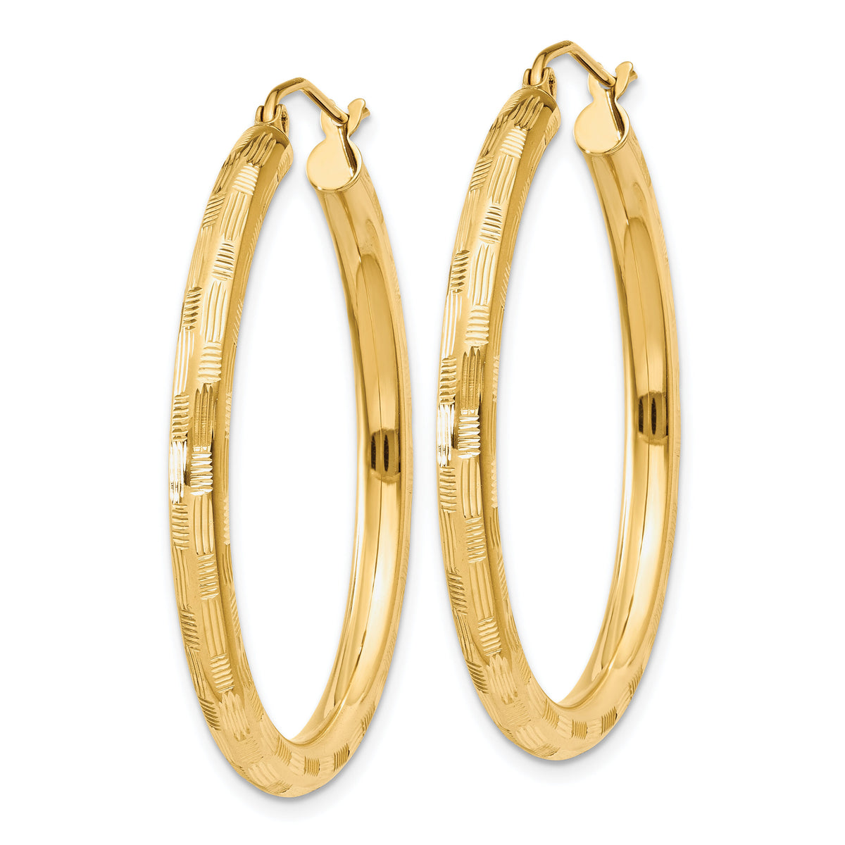 14k Diamond-cut Hoop Earrings-TF557