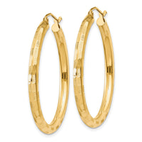14k Diamond-cut Hoop Earrings-TF557