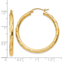 14k Diamond-cut Hoop Earrings-TF557