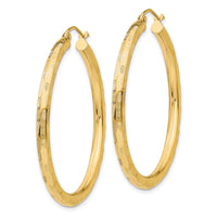 14k Diamond-cut Hoop Earrings-TF558